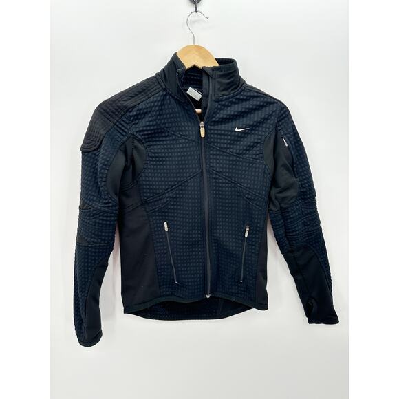Nike Sphere Thermal Black Long Sleeve Waffle Jacket Full Zip Training Women XS - Picture 1 of 10